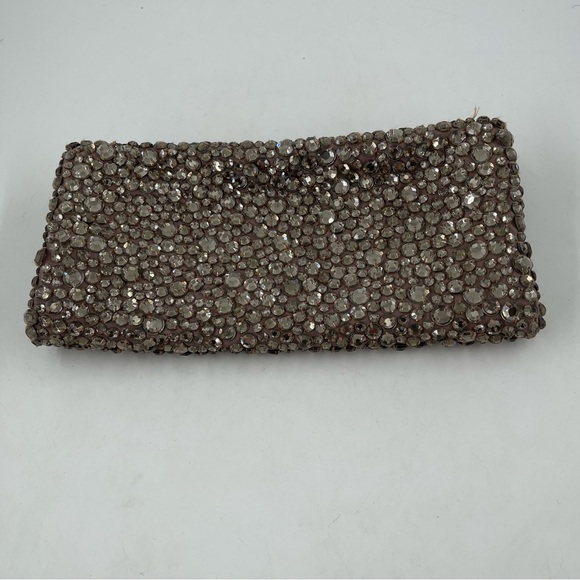 Banana Republic Taupe Beaded Foldable Clutch Bag - 9 3/4”W X 4 1/2”H (Folded) - Picture 3 of 9